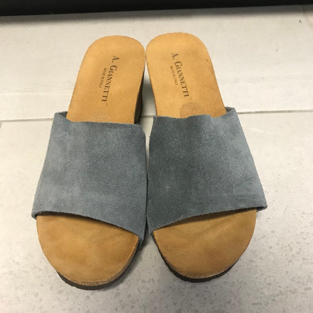 Womens Blue Sandal Leather Made in Italy Size 8.5